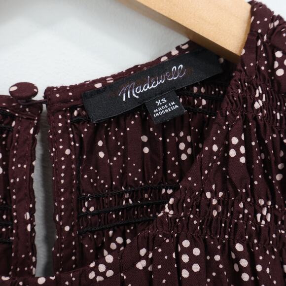 NWOT Madewell The Melody Smocked Midi Dress In Daisy Print Dusty Plum Size XS - Picture 9 of 10
